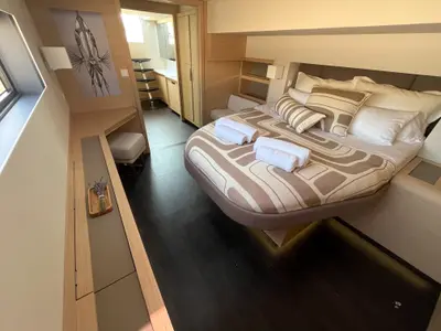 Solomar, a Fountaine Pajot Samana 59 catamaran at Grad Kaštela, Croatia