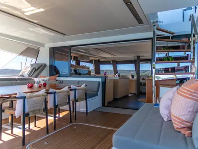 Solomar, a Fountaine Pajot Samana 59 catamaran at Grad Kaštela, Croatia