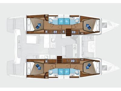 Floor plan of Tarocco - Premium line, a Lagoon 46 catamaran at Olbia, Italy