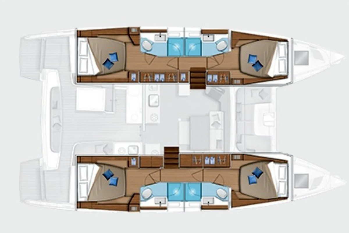 Floor plan of Tarocco - Premium line, a Lagoon 46 catamaran at Olbia, Italy
