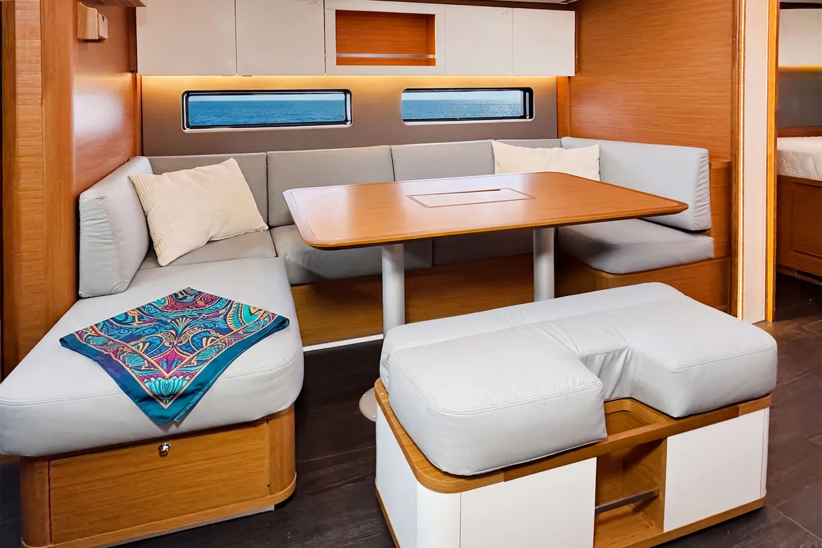 Salon of Stefy, a Dufour 41 sailboat at Piombino, Italy
