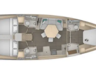 Floor plan of Junior Mary II, a Dufour 44 sailboat at Athens, Greece
