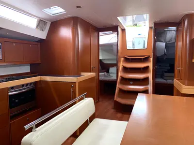 Salon of Alisa, a Beneteau Oceanis 48 sailboat at Athens, Greece