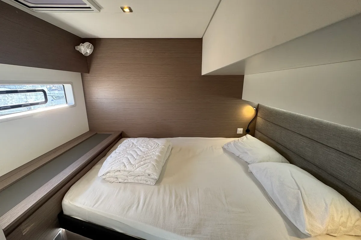 Cabin on Maeva, a Fountaine Pajot Aura 51 catamaran at La Rochelle, France