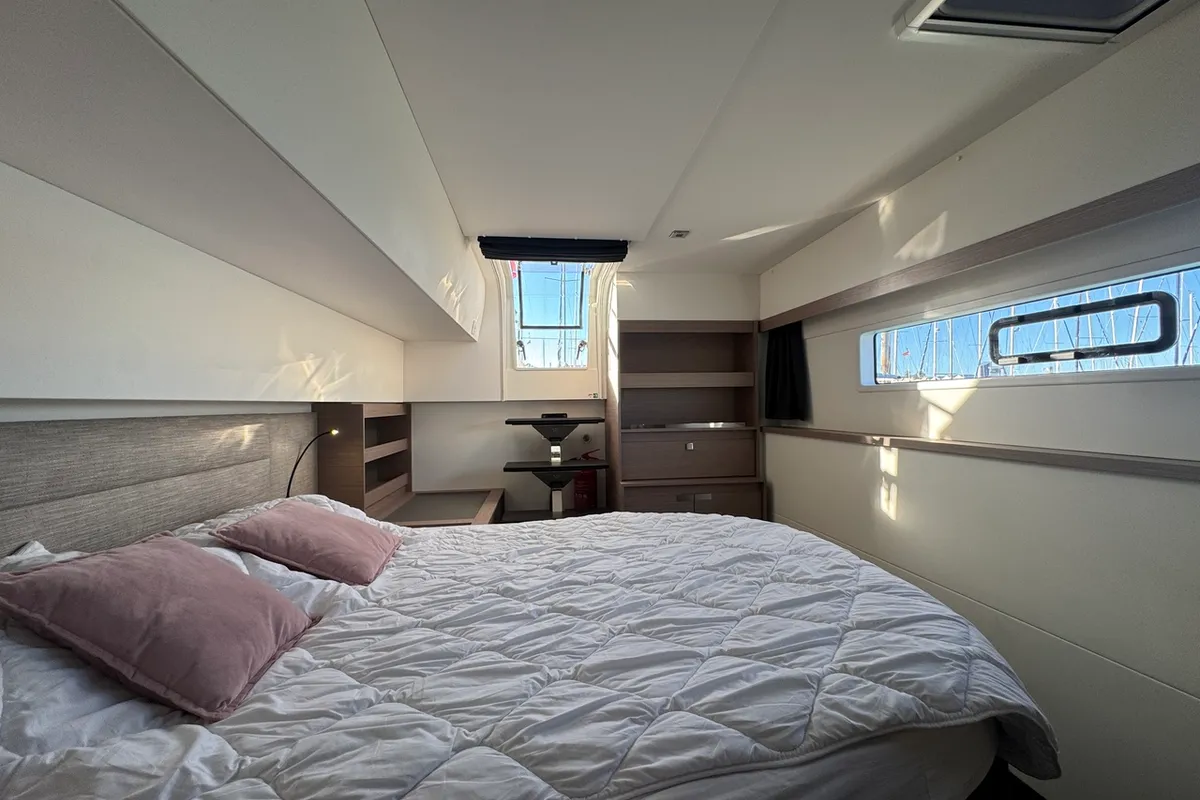 Cabin on Maeva, a Fountaine Pajot Aura 51 catamaran at La Rochelle, France