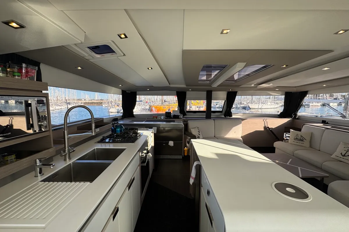 Galley of Maeva, a Fountaine Pajot Aura 51 catamaran at La Rochelle, France