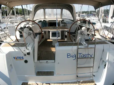 Cockpit of Big Tasty, a Beneteau Oceanis 50 sailboat at Općina Rogoznica, Croatia
