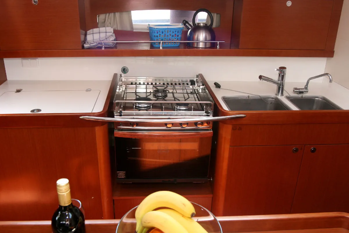 Galley of Big Tasty, a Beneteau Oceanis 50 sailboat at Općina Rogoznica, Croatia