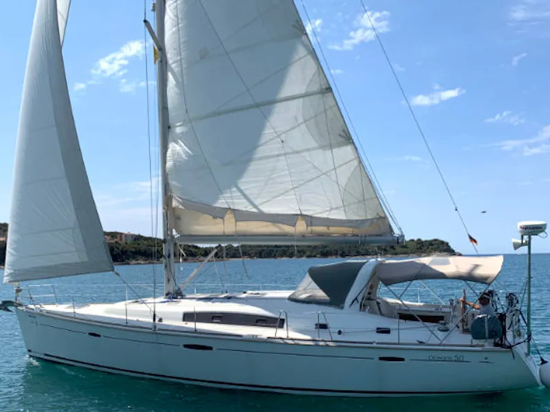 Exterior view of Big Tasty, a Beneteau Oceanis 50 sailboat at Općina Rogoznica, Croatia
