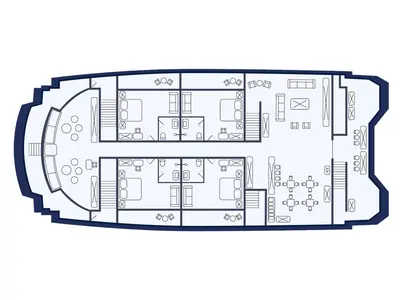 Floor plan of Endemic, a Gulet Power Catamaran catamaran at Parroquia Puerto Baquerizo Moreno, Ecuador