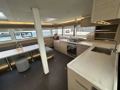 Galley of Lulu, a Lagoon 55 catamaran at Nea Peramos, Greece