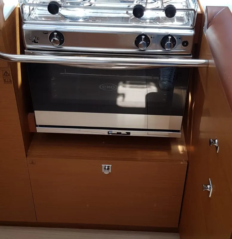 Galley of Pata, a Jeanneau Sun Odyssey 519 sailboat at Cannigione, Italy