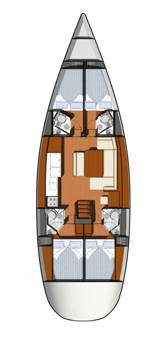 Exterior view of Lady Joanna, a Jeanneau Sun Odyssey 49i sailboat at Općina Sukošan, Croatia