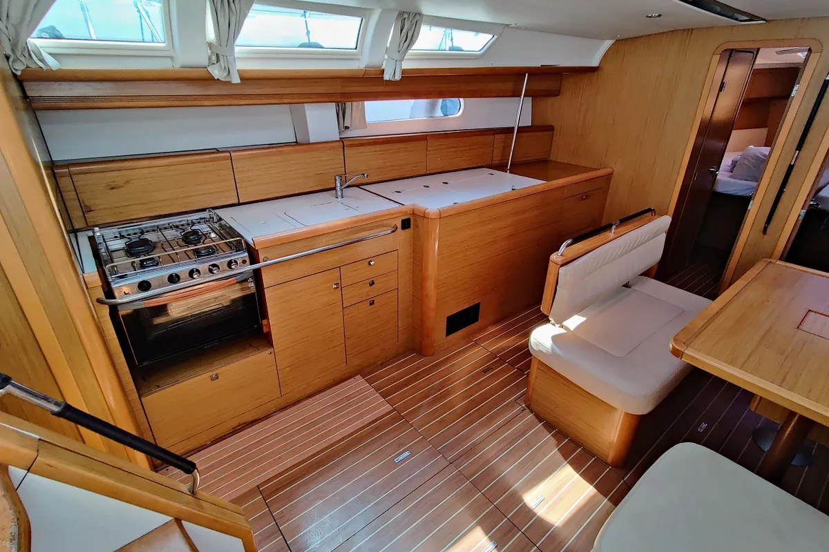 Galley of Lady Joanna, a Jeanneau Sun Odyssey 49i sailboat at Općina Sukošan, Croatia
