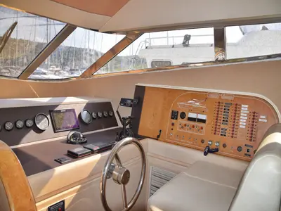 Cockpit of New Style , a Johnson 56 motorboat at Primošten, Croatia