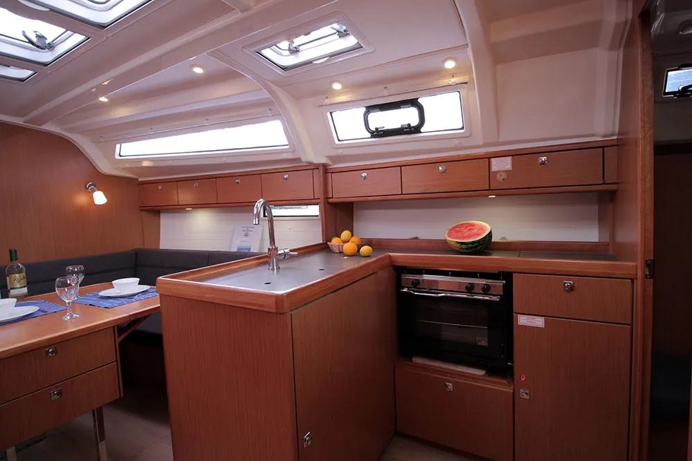 Galley of Black Pearl, a Bavaria Cruiser 37 sailboat at Llucmajor, Spain