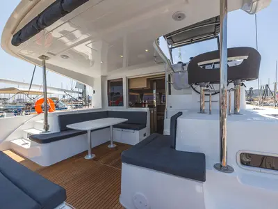 Deck of Deva, a Lagoon 40 catamaran at Municipal Unit of Lefkada, Greece