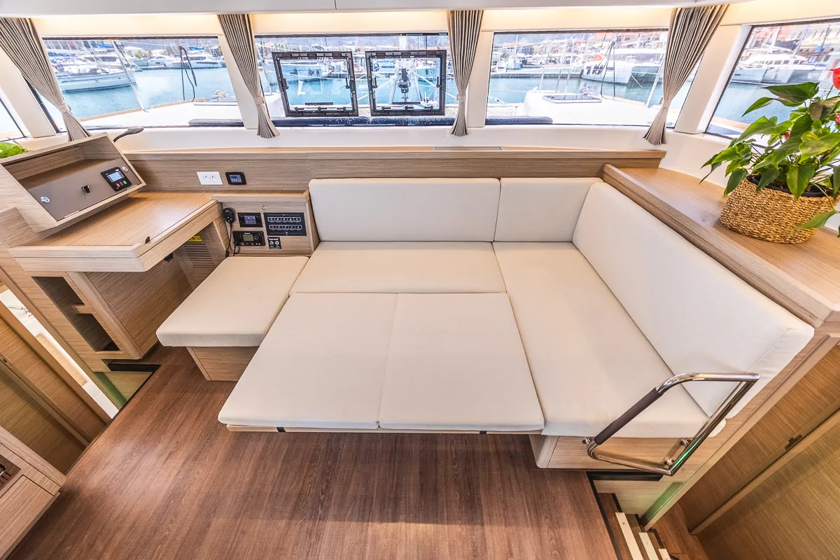 Salon of Deva, a Lagoon 40 catamaran at Municipal Unit of Lefkada, Greece