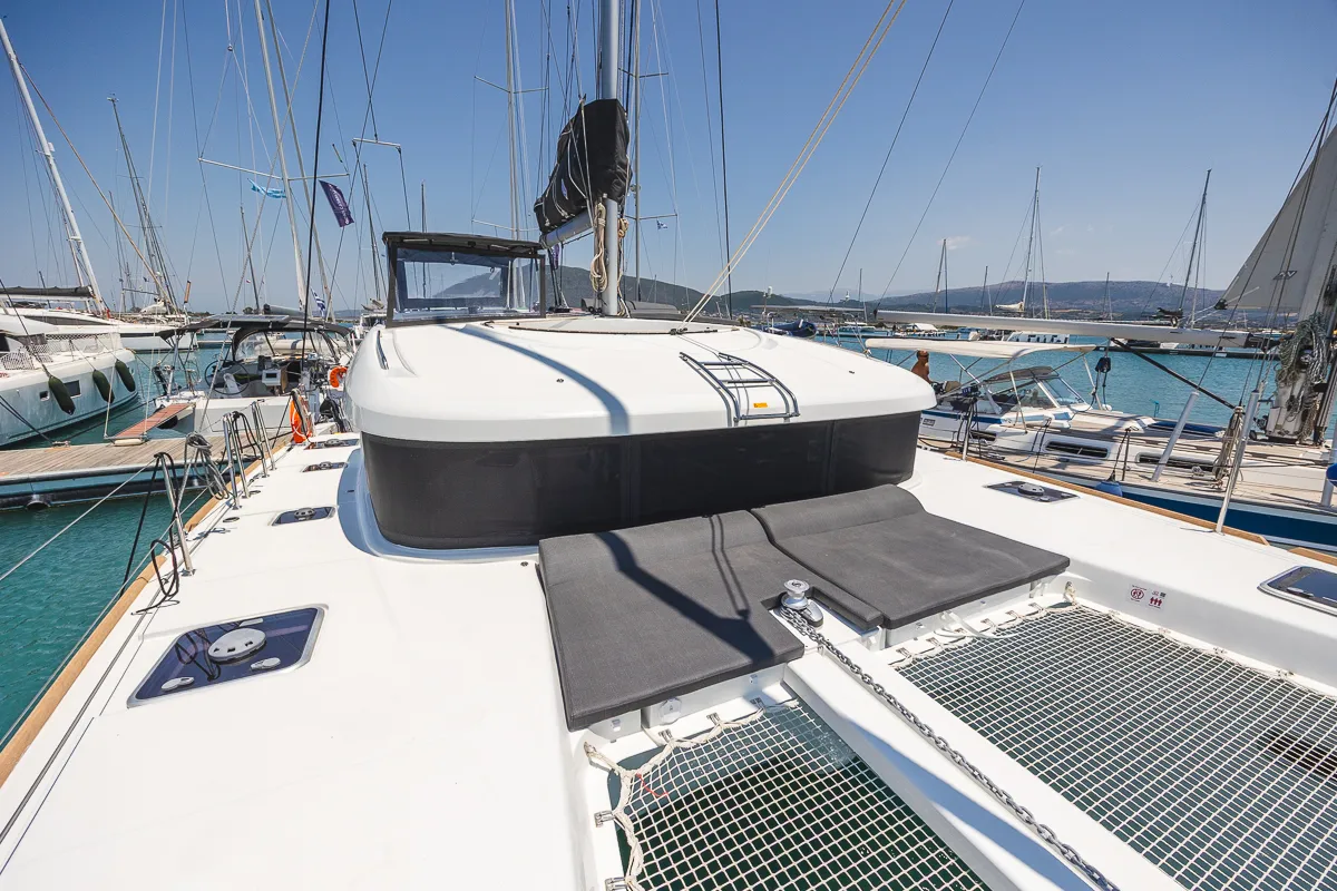 Deck of Deva, a Lagoon 40 catamaran at Municipal Unit of Lefkada, Greece