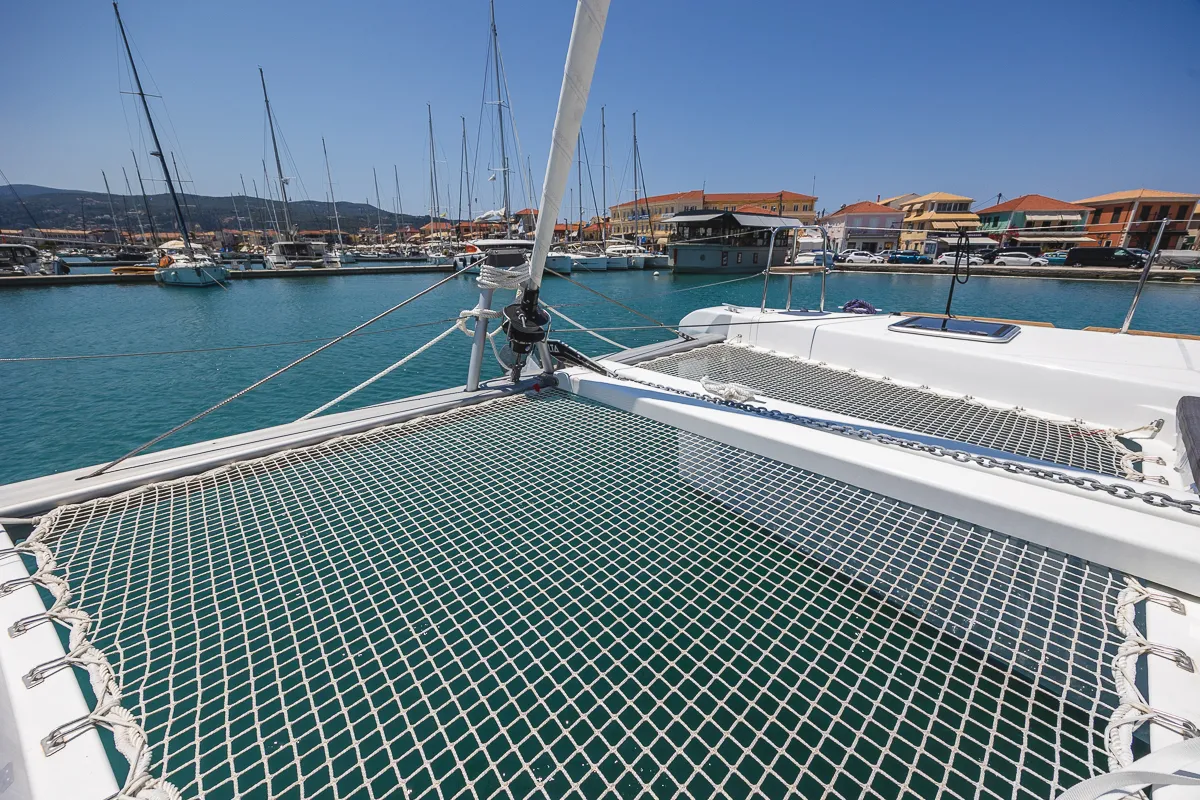 Deck of Deva, a Lagoon 40 catamaran at Municipal Unit of Lefkada, Greece