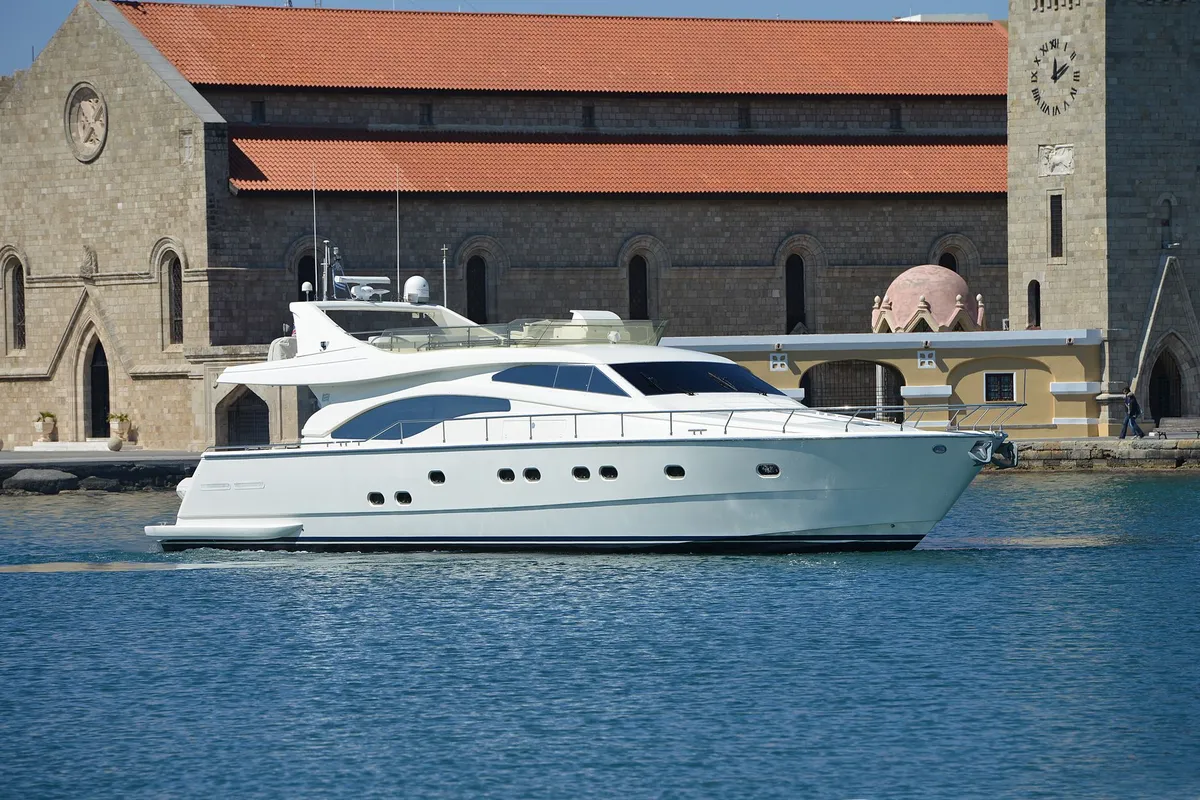 MARY, a Ferretti 68 motor yacht at Rhodes, Greece