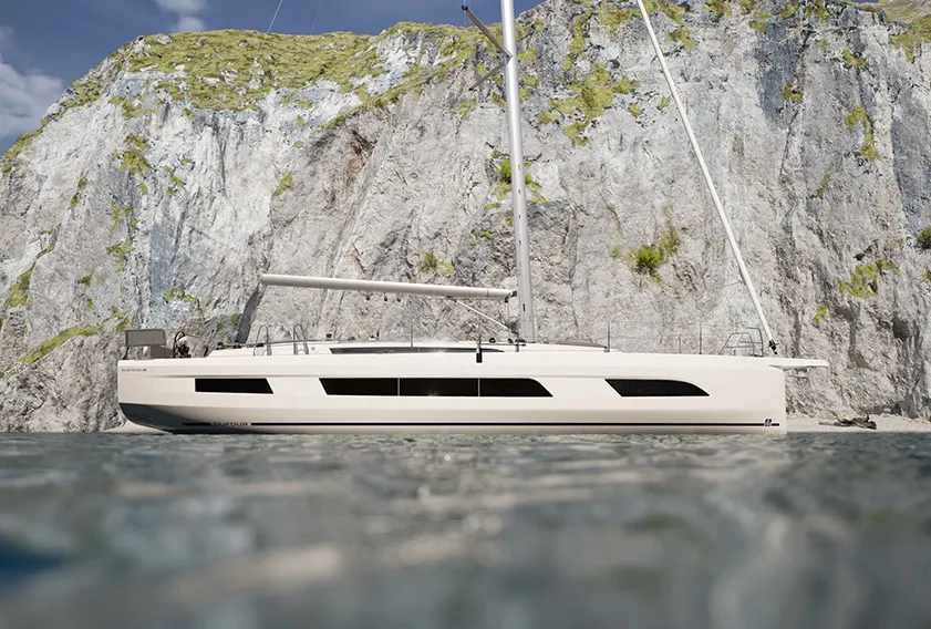 Exterior view of Nova, a Dufour 48 sailboat at Mytikas, Greece