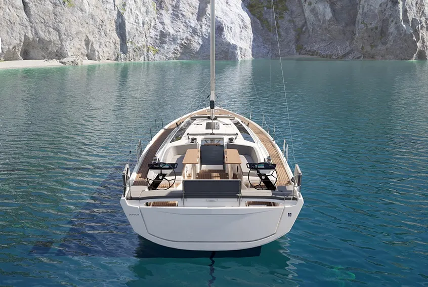 Cockpit of Nova, a Dufour 48 sailboat at Mytikas, Greece