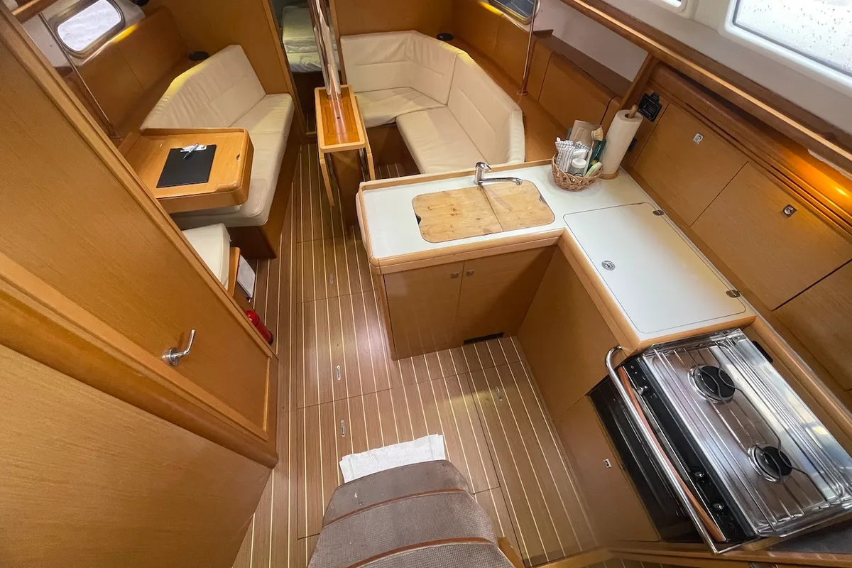 Galley of Agatha, a Jeanneau Sun Odyssey 36i sailboat at Zadar, Croatia