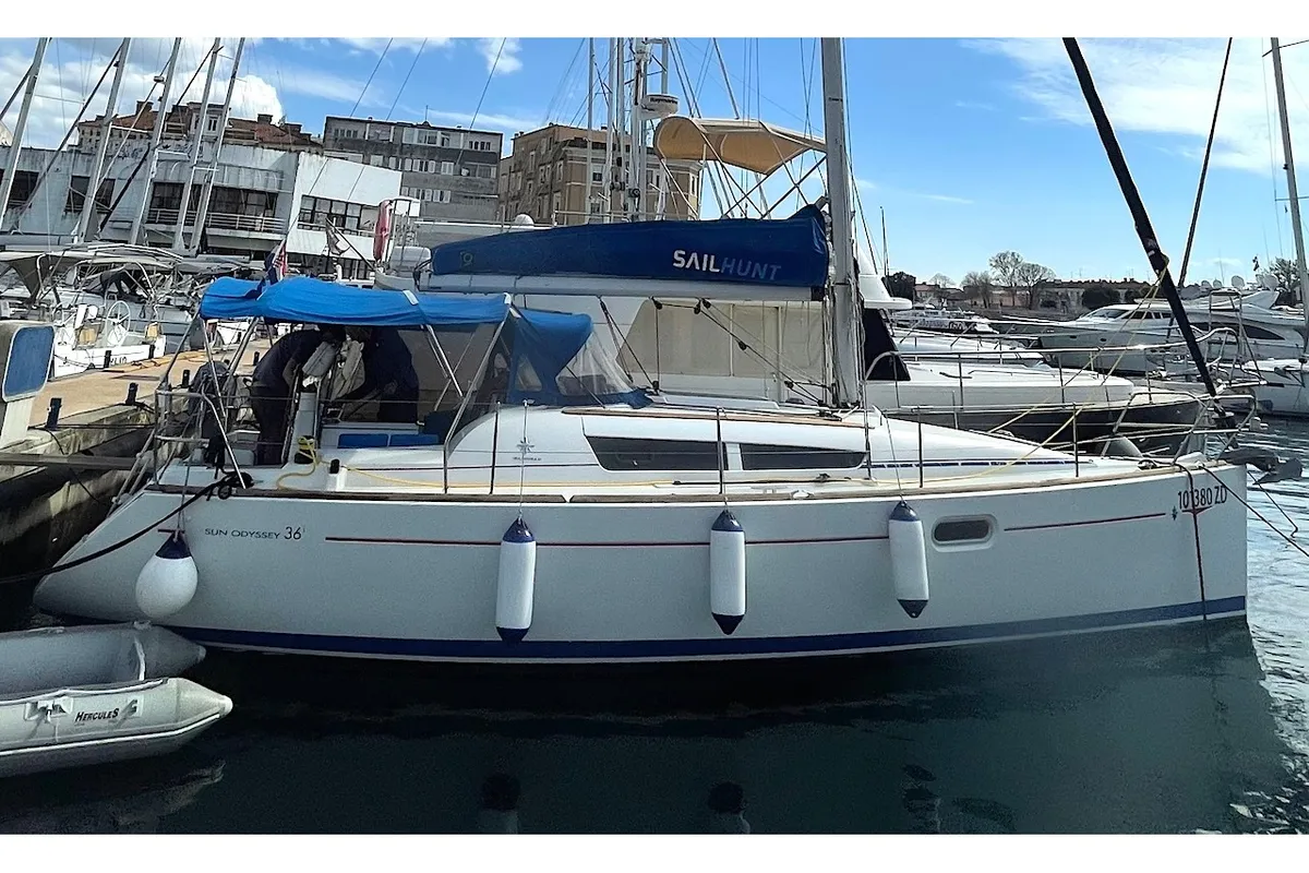 Exterior view of Agatha, a Jeanneau Sun Odyssey 36i sailboat at Zadar, Croatia