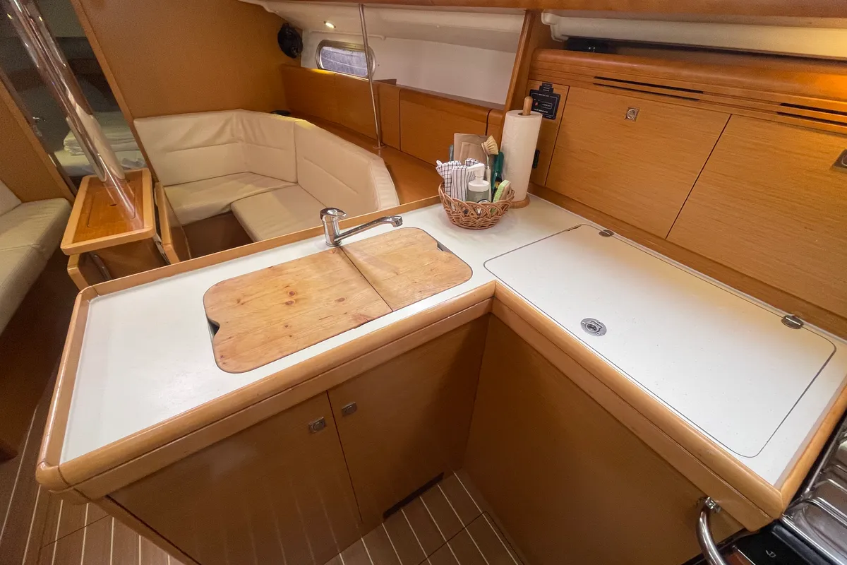 Galley of Agatha, a Jeanneau Sun Odyssey 36i sailboat at Zadar, Croatia