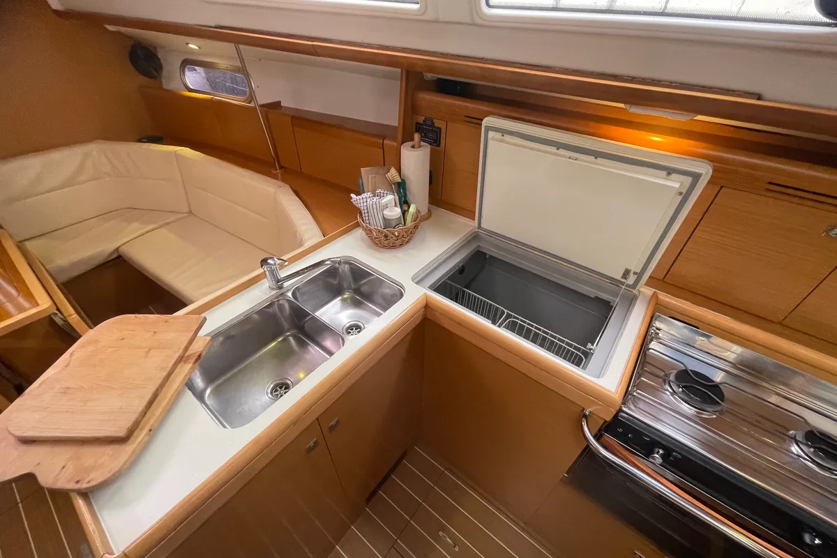 Galley of Agatha, a Jeanneau Sun Odyssey 36i sailboat at Zadar, Croatia