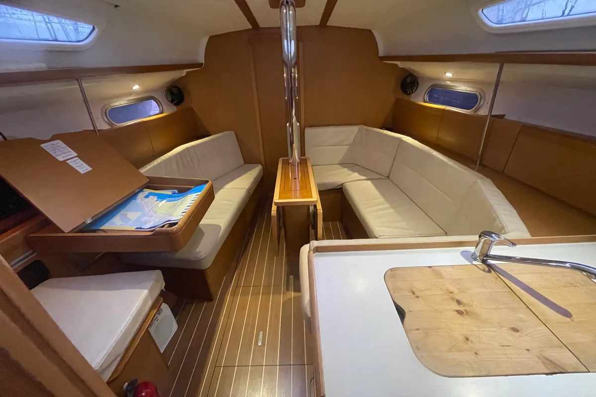 Salon of Agatha, a Jeanneau Sun Odyssey 36i sailboat at Zadar, Croatia