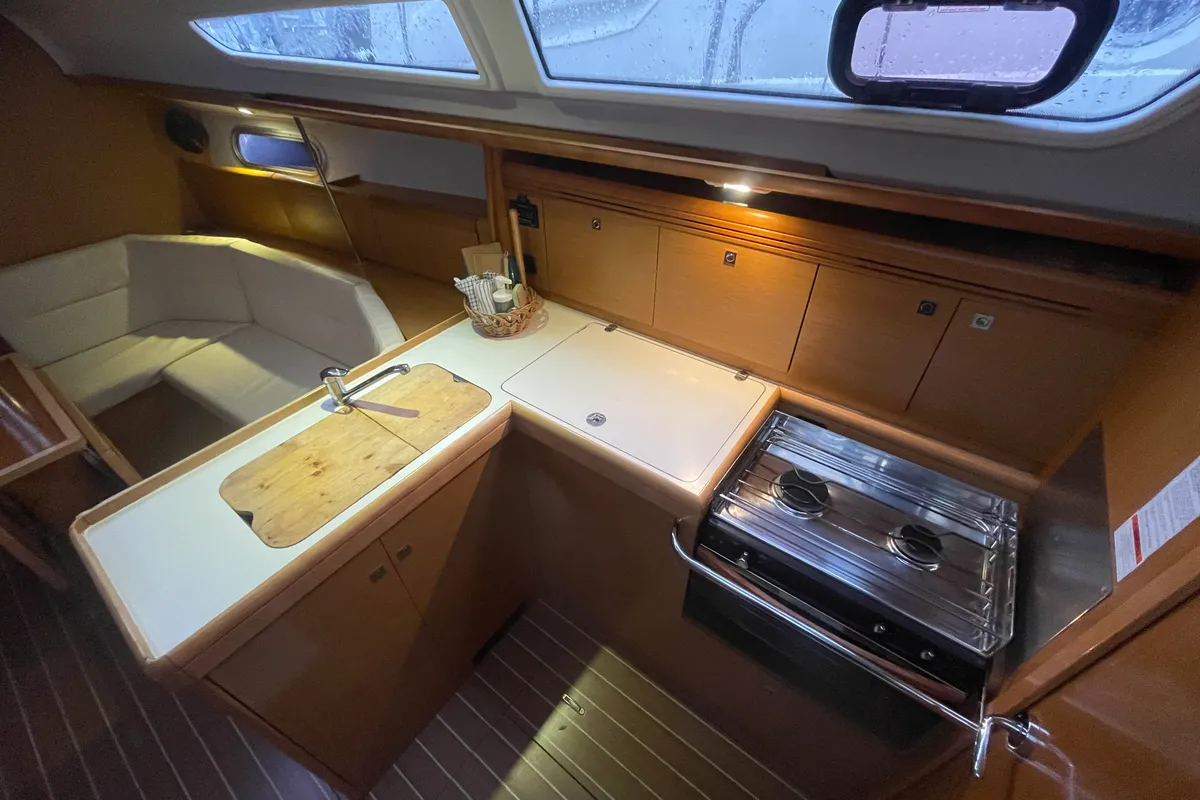 Galley of Agatha, a Jeanneau Sun Odyssey 36i sailboat at Zadar, Croatia