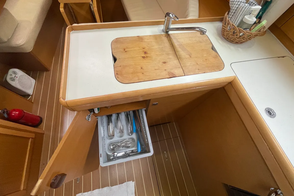 Galley of Agatha, a Jeanneau Sun Odyssey 36i sailboat at Zadar, Croatia