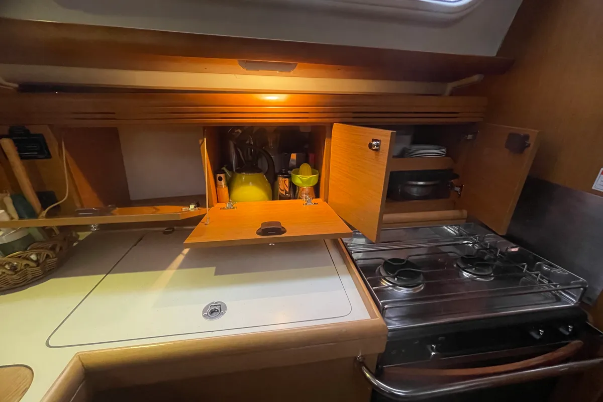 Galley of Agatha, a Jeanneau Sun Odyssey 36i sailboat at Zadar, Croatia