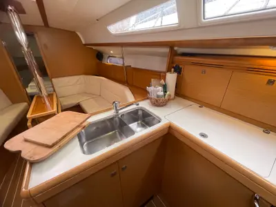 Galley of Agatha, a Jeanneau Sun Odyssey 36i sailboat at Zadar, Croatia