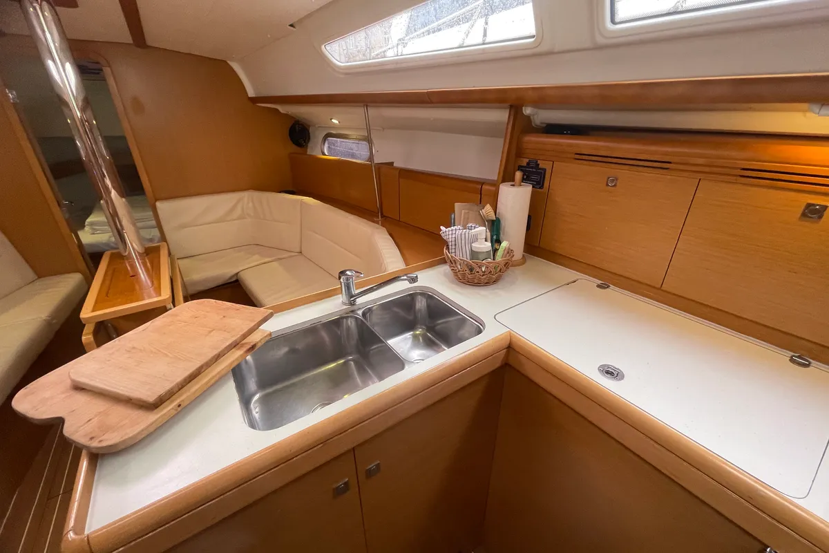 Galley of Agatha, a Jeanneau Sun Odyssey 36i sailboat at Zadar, Croatia