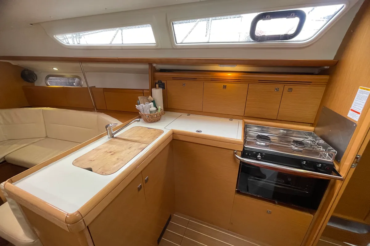 Galley of Agatha, a Jeanneau Sun Odyssey 36i sailboat at Zadar, Croatia