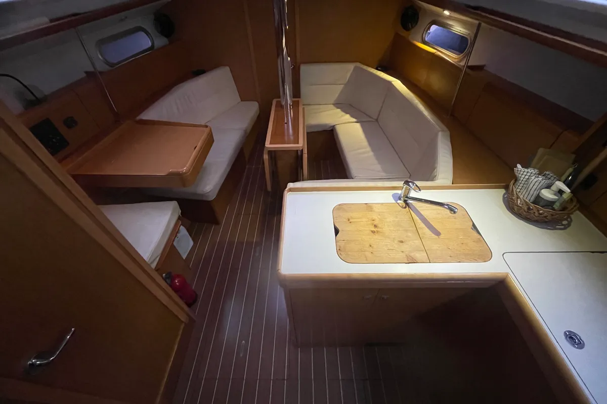 Salon of Agatha, a Jeanneau Sun Odyssey 36i sailboat at Zadar, Croatia