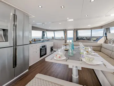 Galley of Premium, a Gulet x-reuse catamaran at Cogolin, France