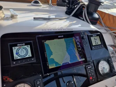 Cockpit of Gecko, a Lagoon 450 S catamaran at Punat, Croatia
