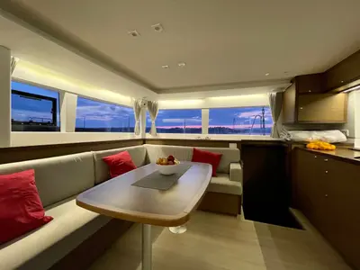 Salon of Gecko, a Lagoon 450 S catamaran at Punat, Croatia
