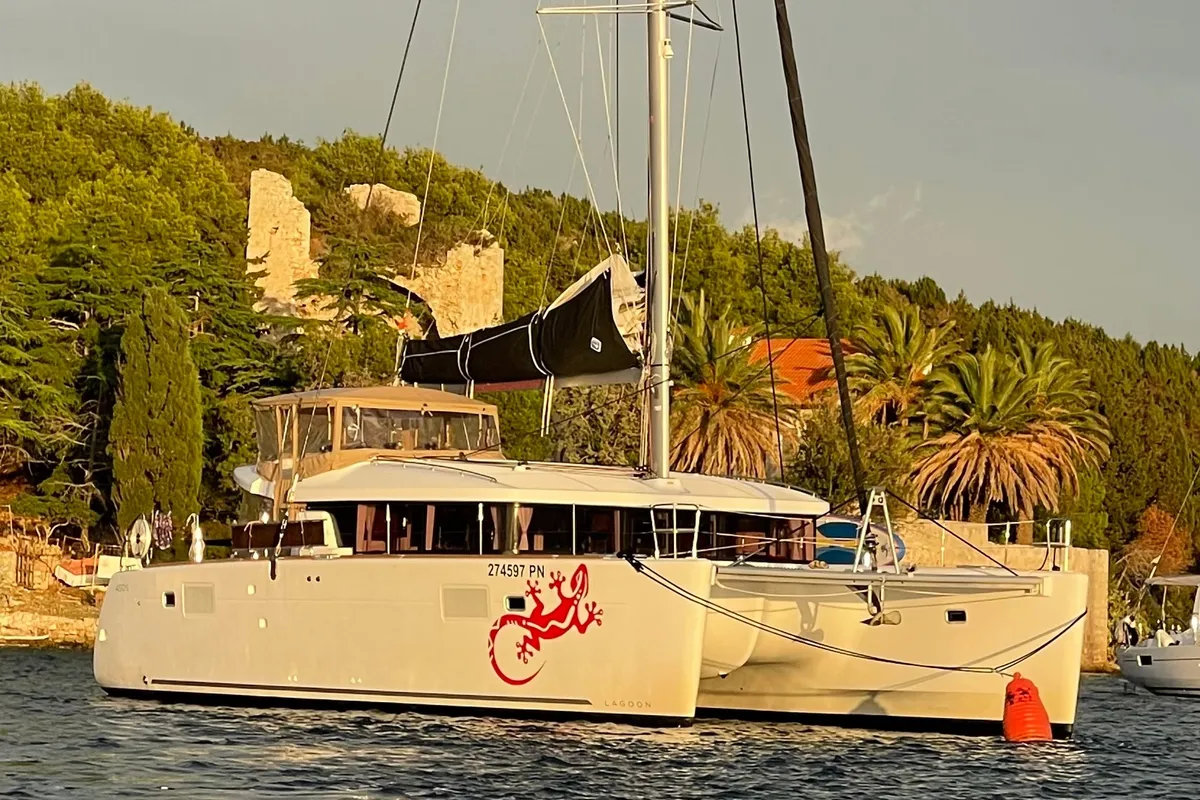 Gecko, a Lagoon 450 S catamaran at Punat, Croatia