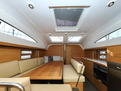 Salon of Urshy, a Elan Impression 45.1 sailboat at Grad Biograd na Moru, Croatia