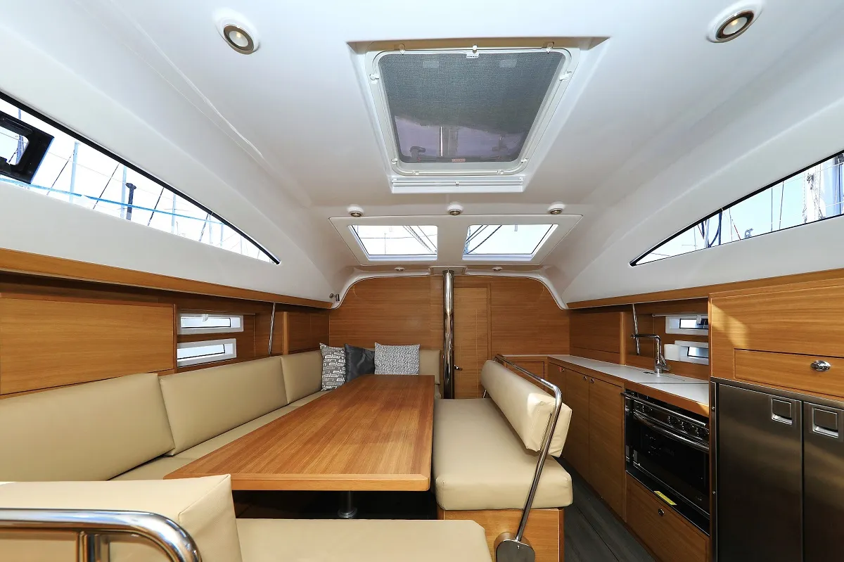 Salon of Urshy, a Elan Impression 45.1 sailboat at Grad Biograd na Moru, Croatia