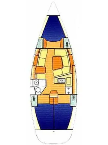 Floor plan of Naias, a Jeanneau Sun Odyssey 37 sailboat at Athens, Greece