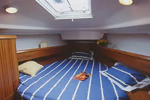 Cabin on Naias, a Jeanneau Sun Odyssey 37 sailboat at Athens, Greece