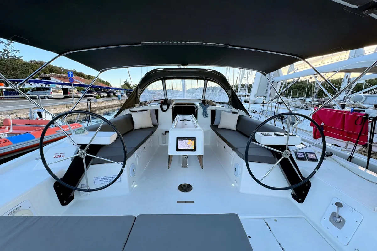 Cockpit of Levan, a Dufour 430 GL sailboat at Grad Pula, Croatia