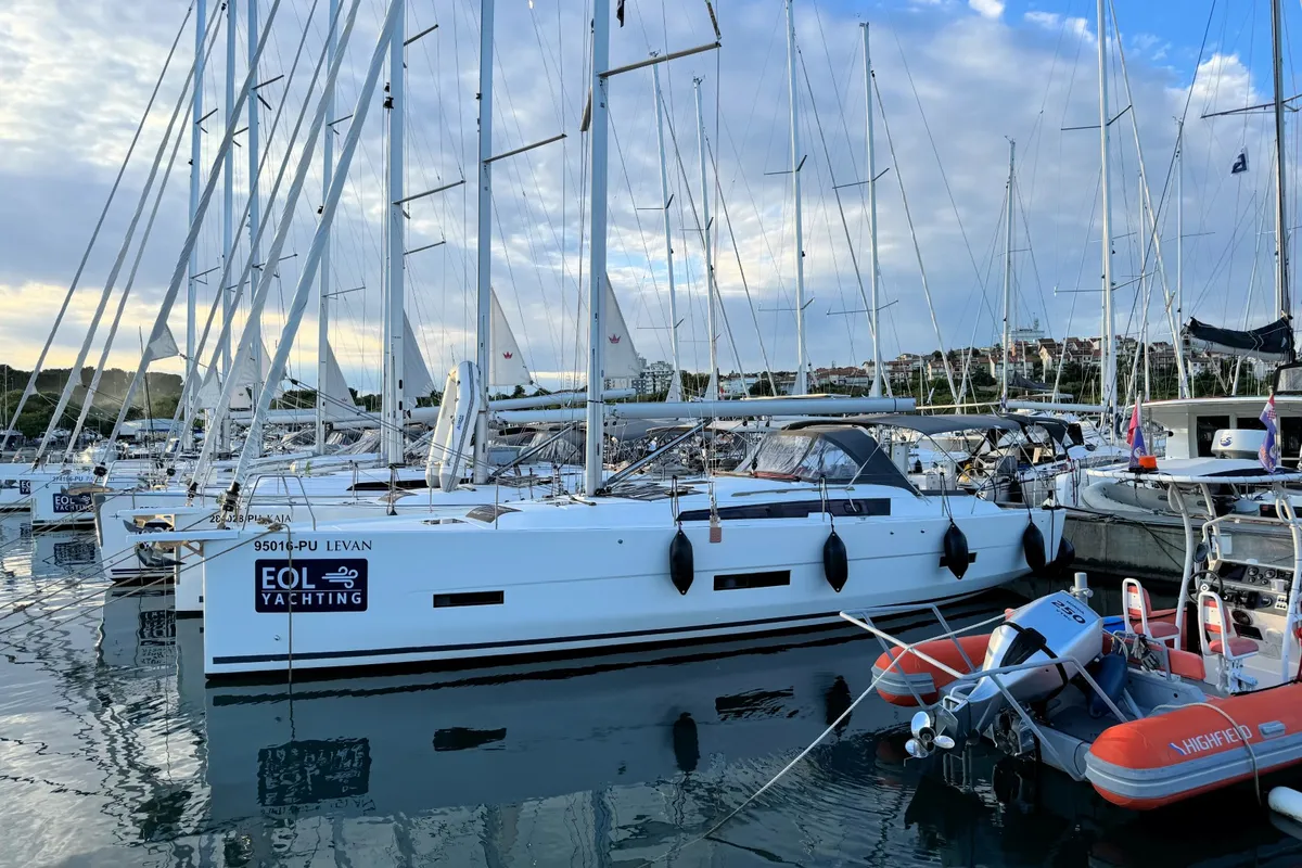 Exterior view of Levan, a Dufour 430 GL sailboat at Grad Pula, Croatia
