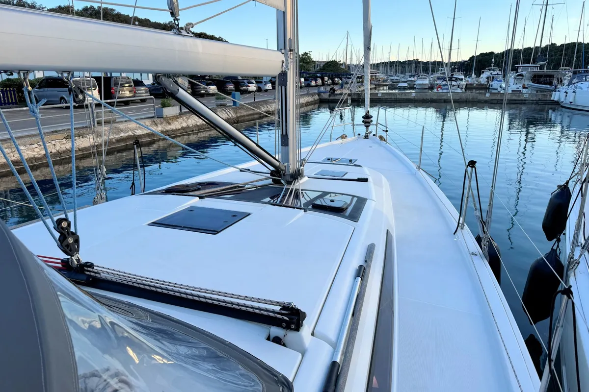 Deck of Levan, a Dufour 430 GL sailboat at Grad Pula, Croatia